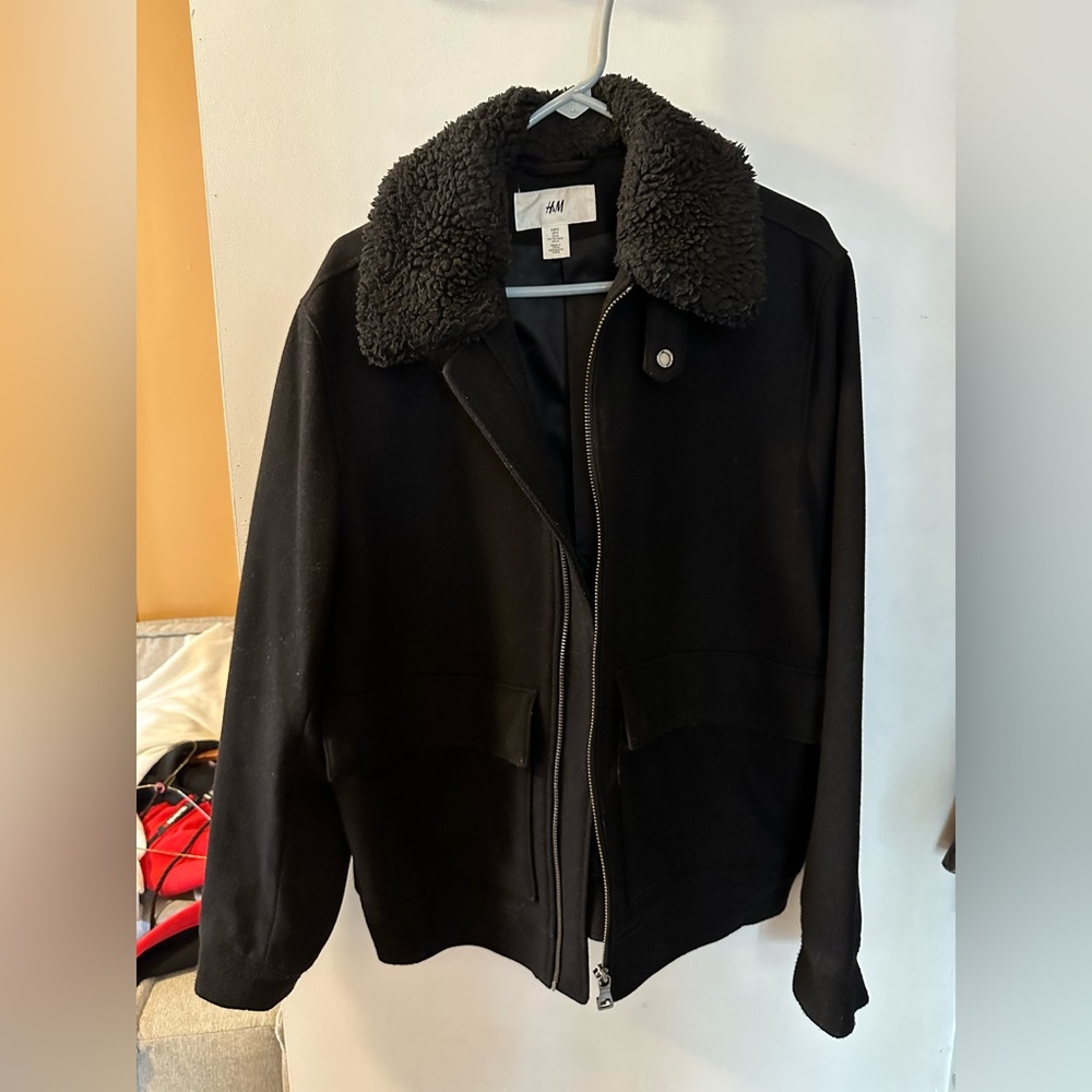 H&M black sherpa jacket